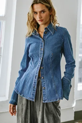 A SECOND THOUGHT DENIM TOP