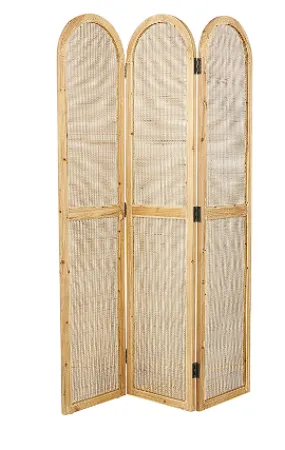 BROWN WOOD ROOM DIVIDER SCREEN, 51" X 1" X 74"