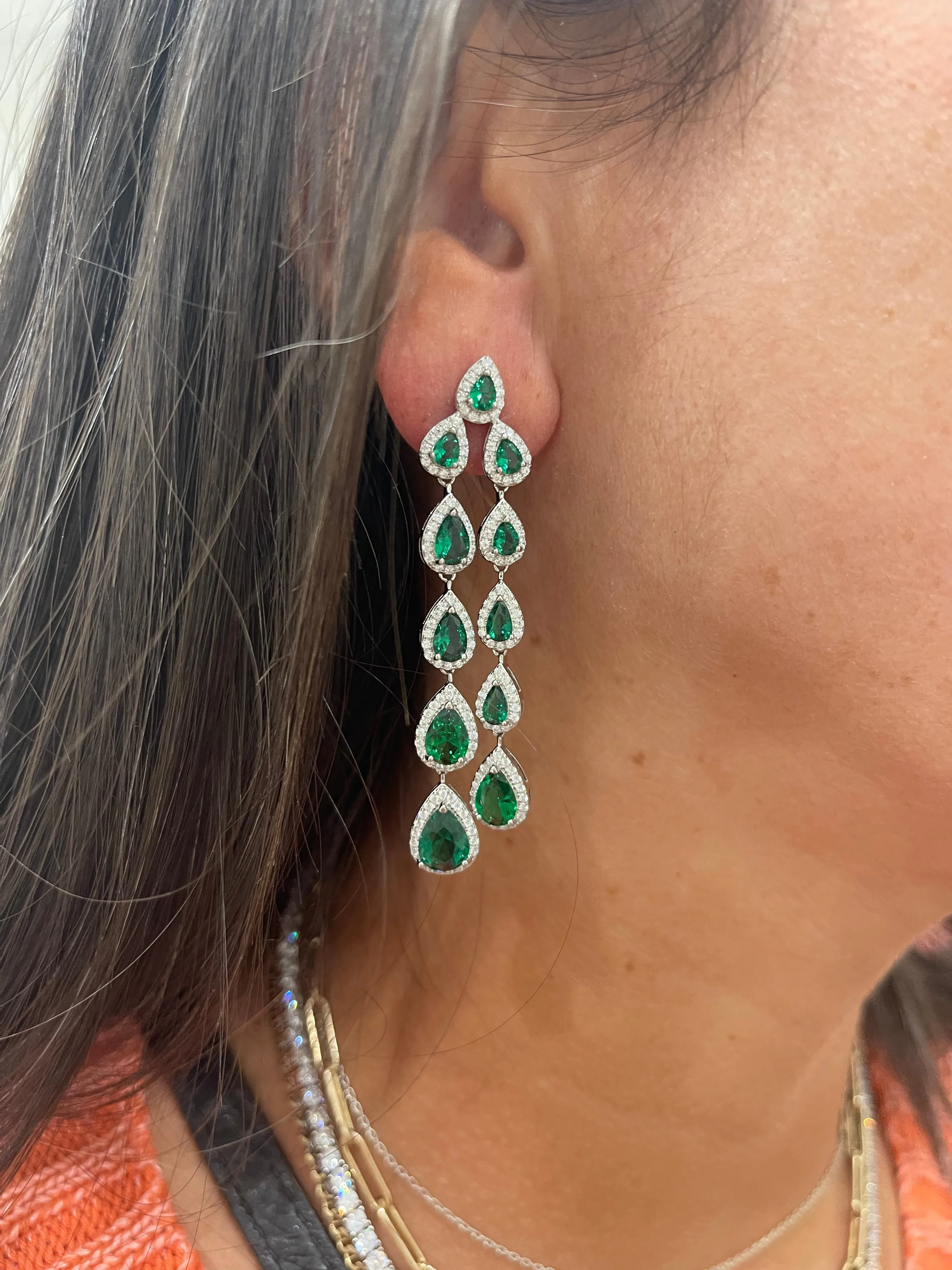 Carrington CZ Drop Emerald Earring