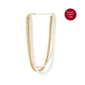 Chunky Pearl Gold And White Layered Necklace - Sample