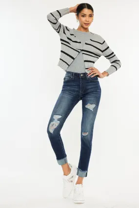 HIGH RISE DISTRESSED ANKLE SKINNY