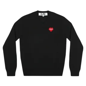 Men's Comme des Garçons Play x Invader V Neck Pullover - Black