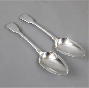 Pair Of Sterling Silver George III Serving Spoons Antique London 1781