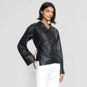 Sarit Vegan Leather Wrap Top