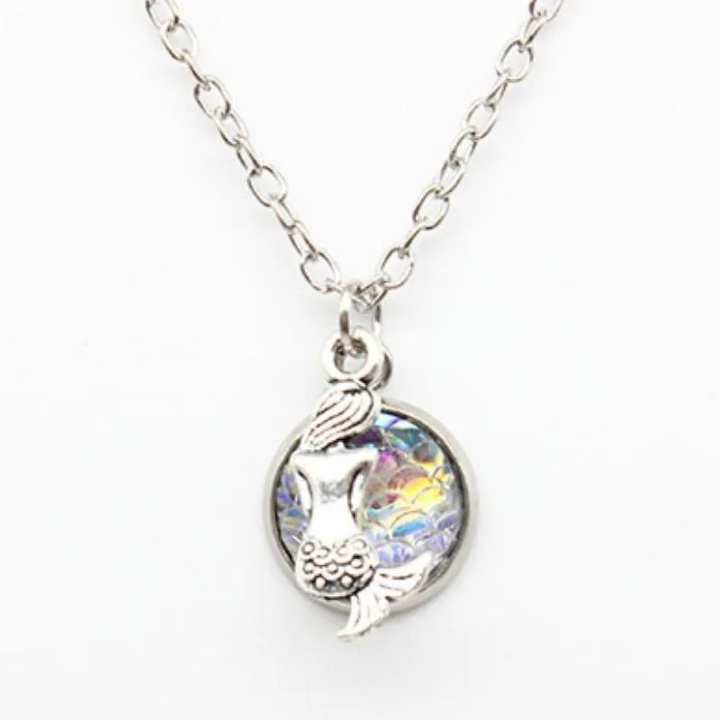 The Little Mermaid Multi Iridescent Dainty Charm Necklace