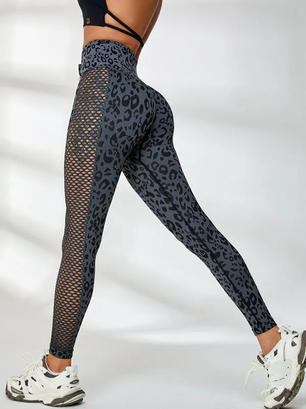 ZASUWA Female Cross Beautify Back Leopard Net Scrunch Bum Tracksuit